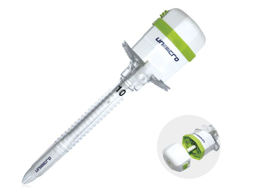 Laparoscopic trocar / with insufflation tap / with obturator / shielded blade ATR3xxxxS Unimicro Medical Systems