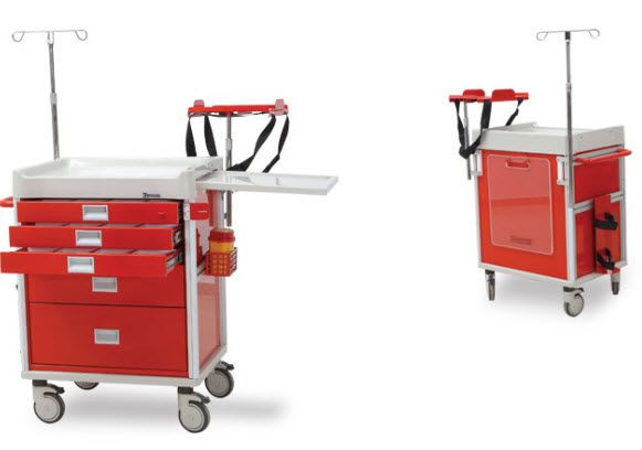 Emergency trolley / with defibrillator shelf / with IV pole / with oxygen cylinder holder SM 228 N SAMATIP