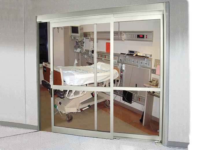 Hospital door / laboratory / sliding / with glass panel ICU/CCU 7200 Stanley Access Technologies