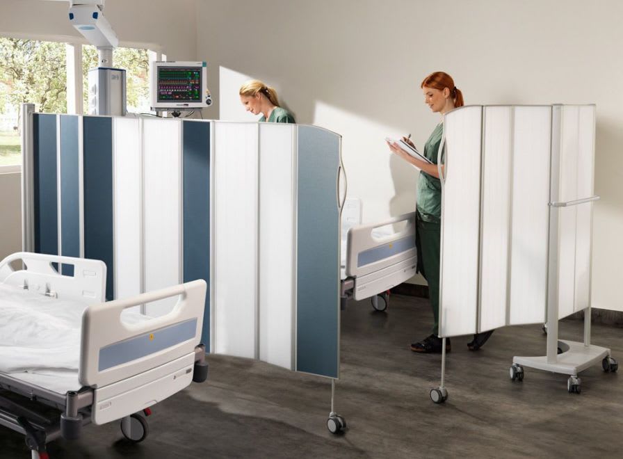 Translucent hospital screen / on casters Silentia AB