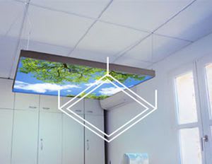 Suspended lighting / for healthcare facilities / LED / with graphic animation Simar-design