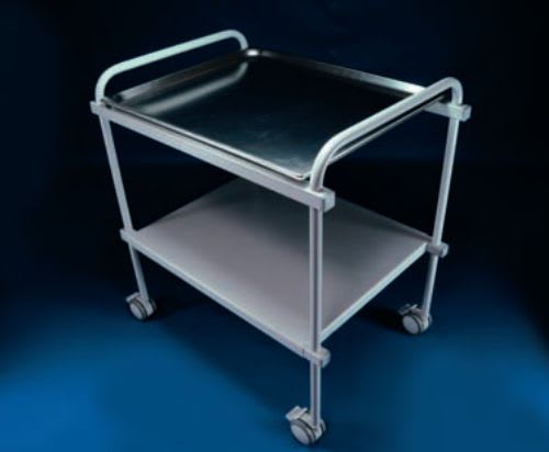 Instrument table / on casters / stainless steel / 2-tray D5501 RQL - GOLEM tables