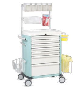Anesthesia trolley / with side bin / with shelf unit OPTIMEA PRATICDOSE