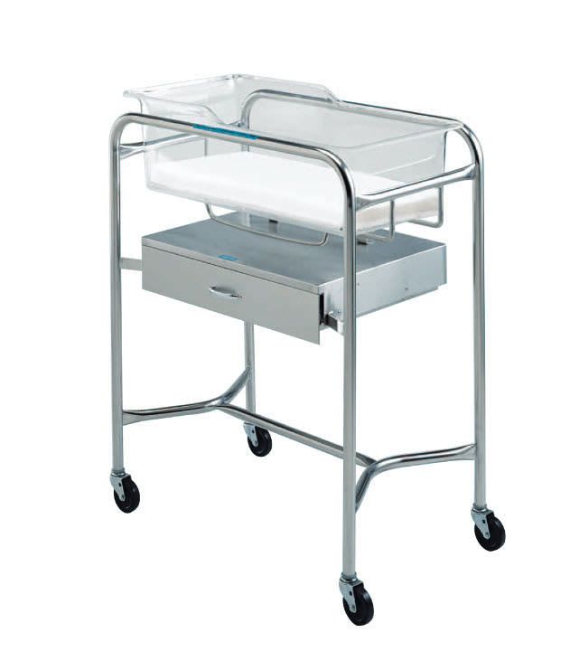 Stainless steel hospital baby bassinet / transparent P-1110-B-SS Pedigo