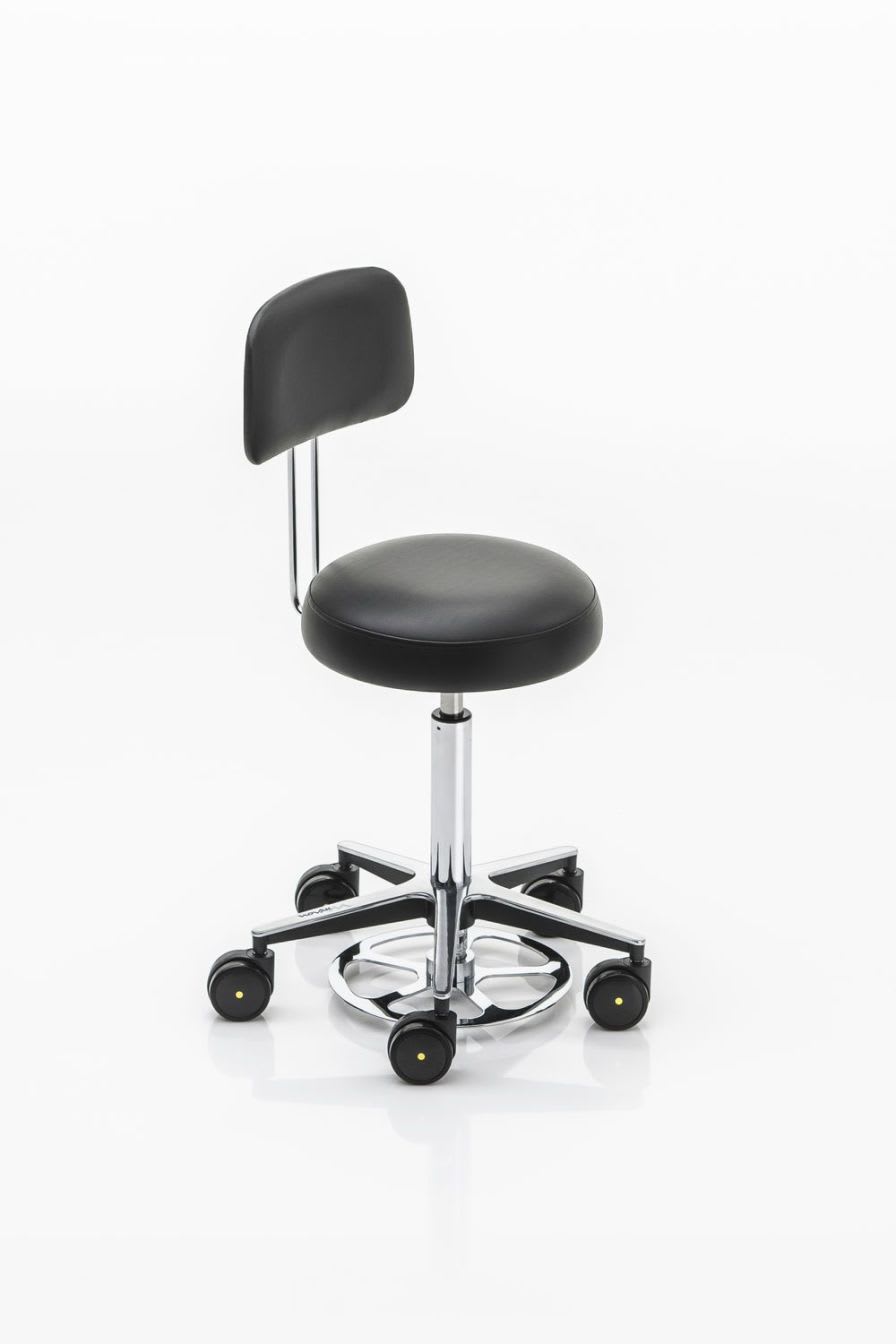 Medical stool / on casters / height-adjustable / with backrest NOVAK M