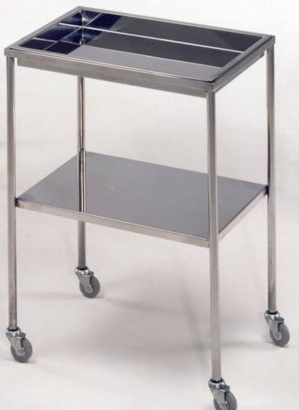 Stainless steel instrument table / auxiliary / on casters / 2-tray M097 Mobiclinic