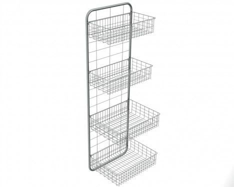 Wall-mounted shelving unit / for baskets / stainless steel / 4-shelf NEREZ5103 Klaro, spol. s r.o.