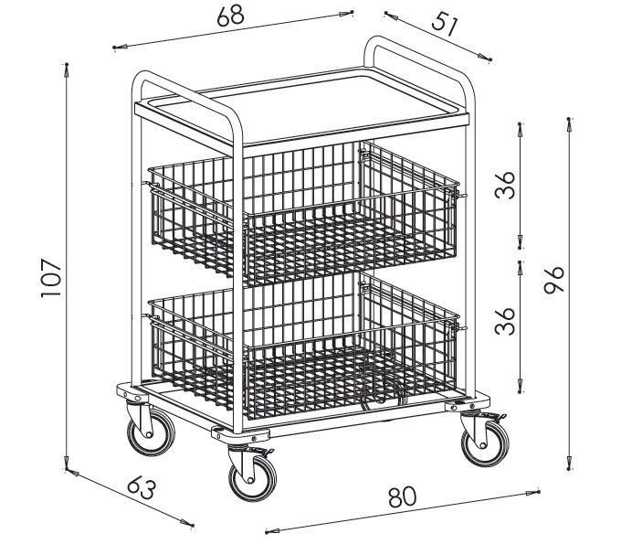 Instrument trolley / with basket / stainless steel / 1-tray NEREZ2605 Klaro, spol. s r.o.