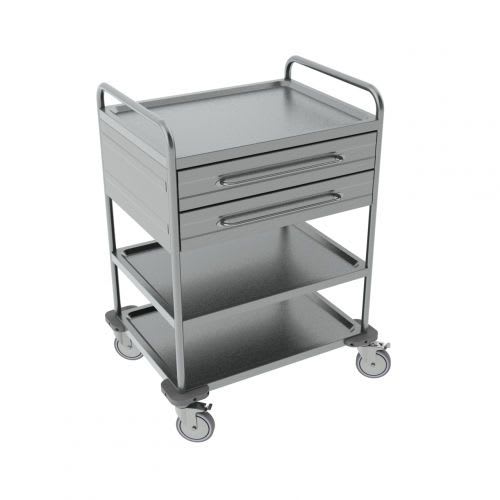 Treatment trolley / with drawer / stainless steel / 3-tray NEREZ2625, NEREZ2625Z Klaro, spol. s r.o.