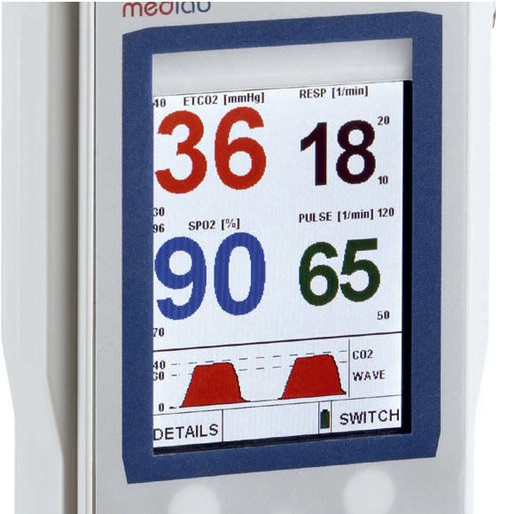 Handheld pulse oximeter / with separate sensor / with capnograph 0 - 100 % SpO2 | CAPNOX MEDLAB medizinische Diagnosegeräte