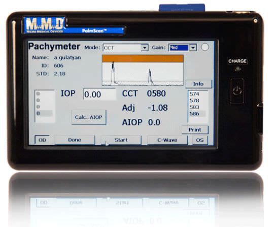 Pachymeter (ophthalmic examination) / ultrasound pachymetry / hand-held PALMSCAN P2000 Micro Medical Devices