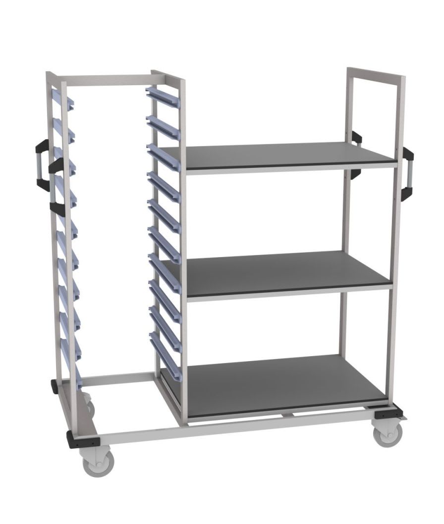 Transport trolley / with basket / open-structure MMSlog® MEDICAL MODULAR SYSTEM S.A. (MMS)
