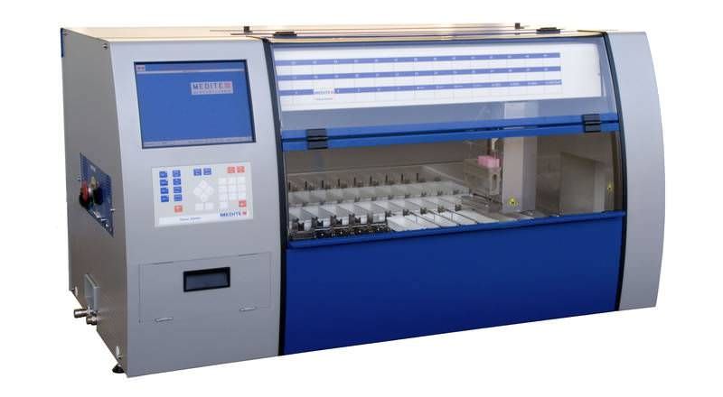Staining automatic sample preparation system / for histology / slide / with glass coverslipper TCA 44-720 Medite GmbH
