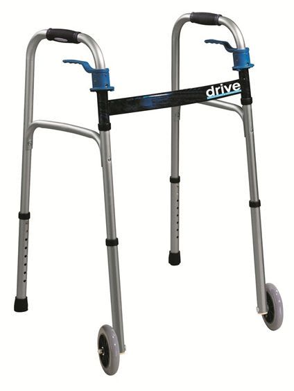 Folding walker / height-adjustable / with 2 casters max. 160 kg | Deluxe Trigger Release Drive Medical Europe
