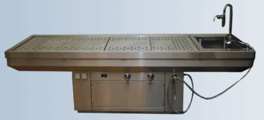 Autopsy table / with suction system / with sink 33350, 33350A Hygeco International Produits