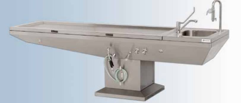 Autopsy table / with sink / with suction system 33320 Hygeco International Produits
