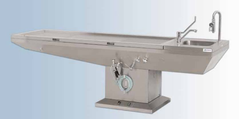 Autopsy table / with suction system / with sink / electric 33325 Hygeco International Produits