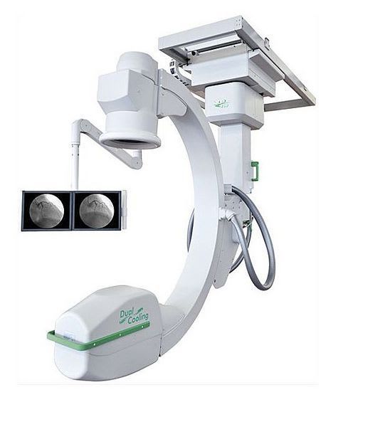 Ceiling-mounted C-arm / with integrated video monitor RADIUS XP 100 CARDIO Intermedical