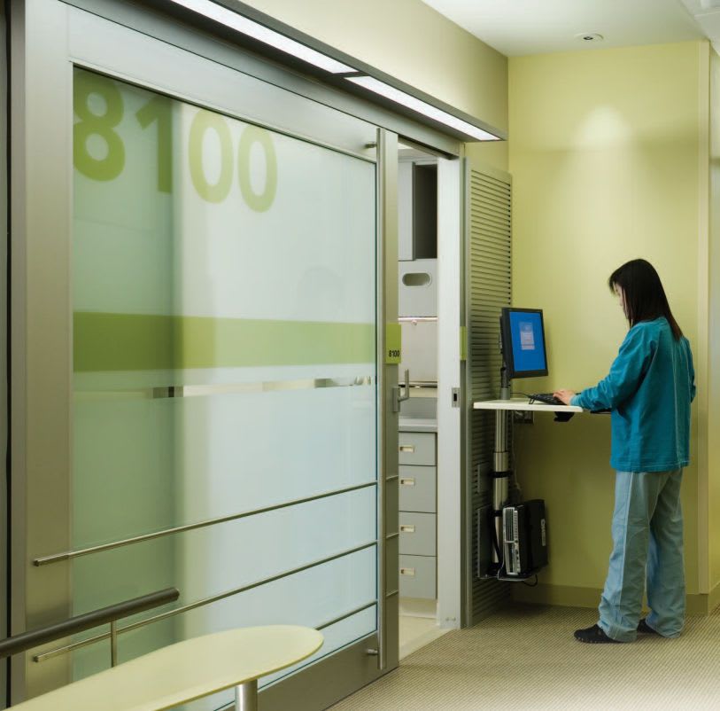 Hospital door / laboratory / sliding / with glass panel Profiler® Horton Doors