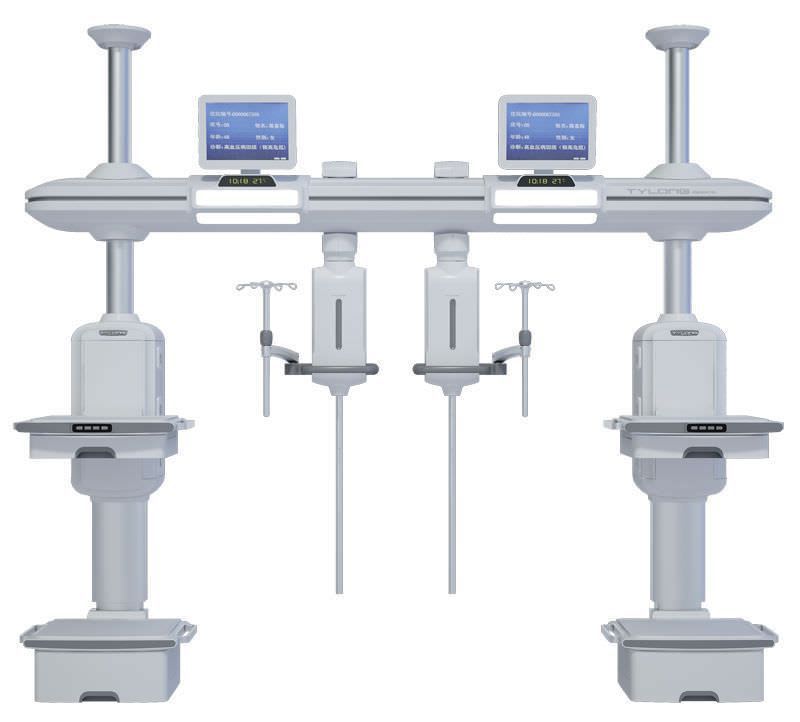Ceiling-mounted supply beam system / with column / with shelves / ICU YDT-DQ6 Hunan taiyanglong medical