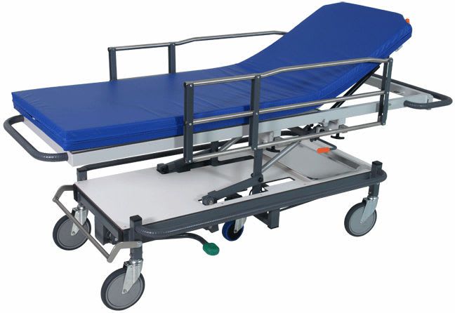 Transport stretcher trolley / height-adjustable / X-ray transparent / hydro-pneumatic 200 kg | H-38 Hidemar