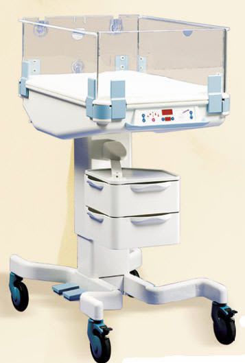 Height-adjustable hospital baby bassinet / warming / transparent Lifetherm Heinen und Löwenstein