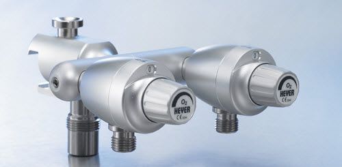 Oxygen double flow meter / air / rail-mounted 0 - 15 L/mn | 660-0471, 660-0421 Heyer Aerotech