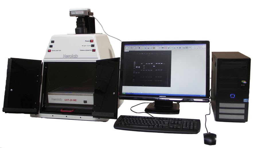 Gel documentation system with built-in camera for electrophoresis E.A.S.Y Doc plus Herolab
