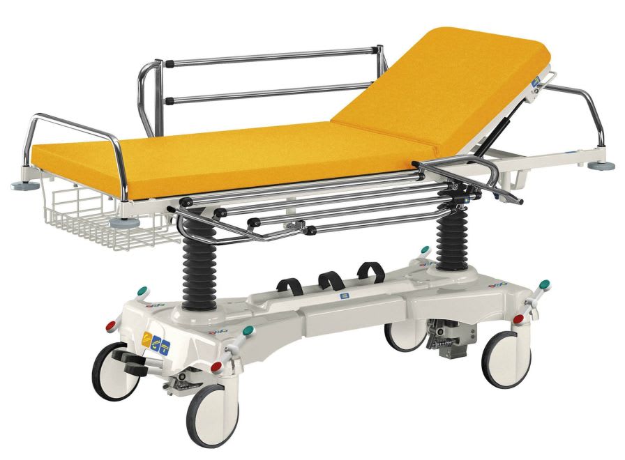 Transport stretcher trolley / height-adjustable / X-ray transparent / mechanical WP-09 Famed ?ywiec sp. z o.o.