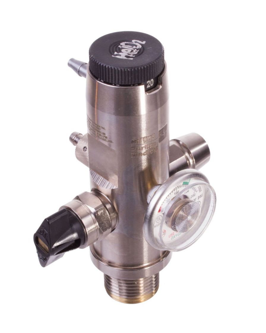 Oxygen pressure regulator / helium / adjustable-flow Heliox Cylinder Essex Industries