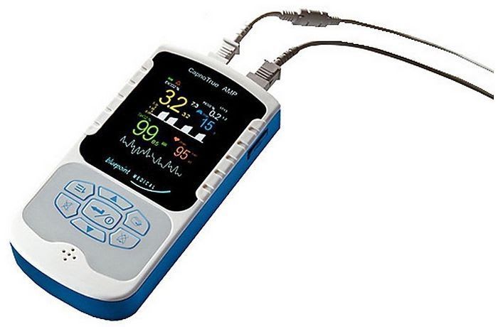 Handheld pulse oximeter / with separate sensor / with capnograph 0 - 100 % SpO2 | CapnoTrue® AMP Bluepoint Medical
