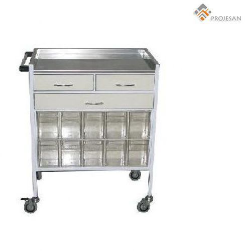 Treatment trolley / with drawer / stainless steel PS-EQ22 PROJESAN