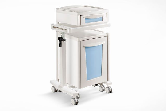 Medical bedside cabinet / hospital / with door / on casters 2551 Double Psiliakos Leonidas