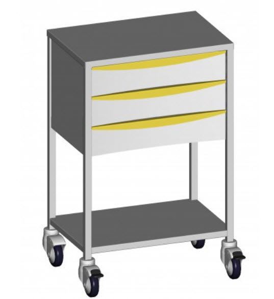 Anesthesia trolley / stainless steel / 1-tray / 3-drawer 43730 Promotal