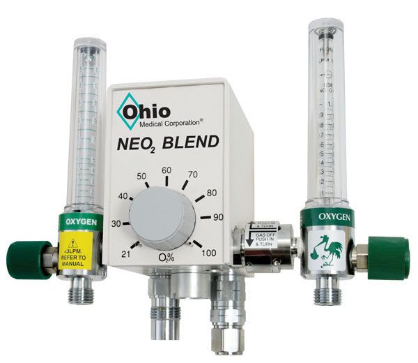Respiratory gas blender / air / O2 / with dual flow meter tubes NeO2 Blend Ohio Medical
