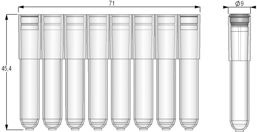U-bottom test tube / cylindrical / polypropylene 1.40 ml | Tubestip-8 Micronic