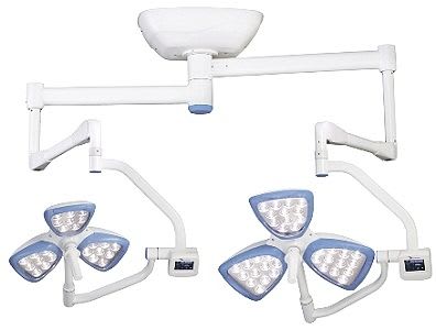 LED surgical light / with video camera / ceiling-mounted / 2-arm MEDILED DUET Mediland Enterprise Corporation