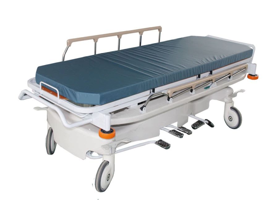 Transport stretcher trolley / X-ray transparent / height-adjustable / hydraulic PY-CZ Nanning passion medical equipment