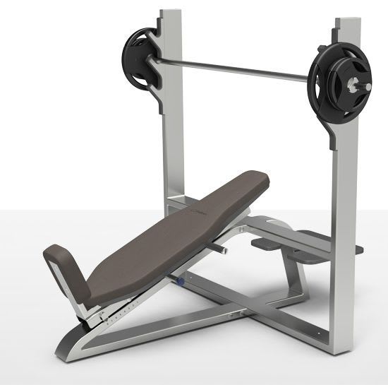 Weight training bench (weight training) / traditional / inclined / with barbell rack milcanic milon industries