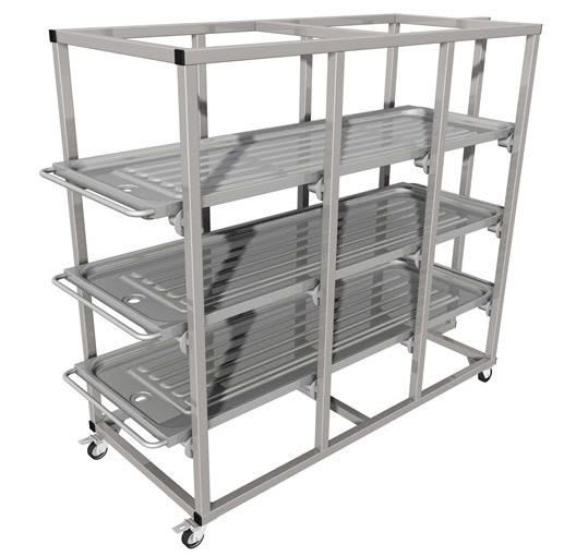 Mortuary storage shelving unit / 3-shelf LEEC