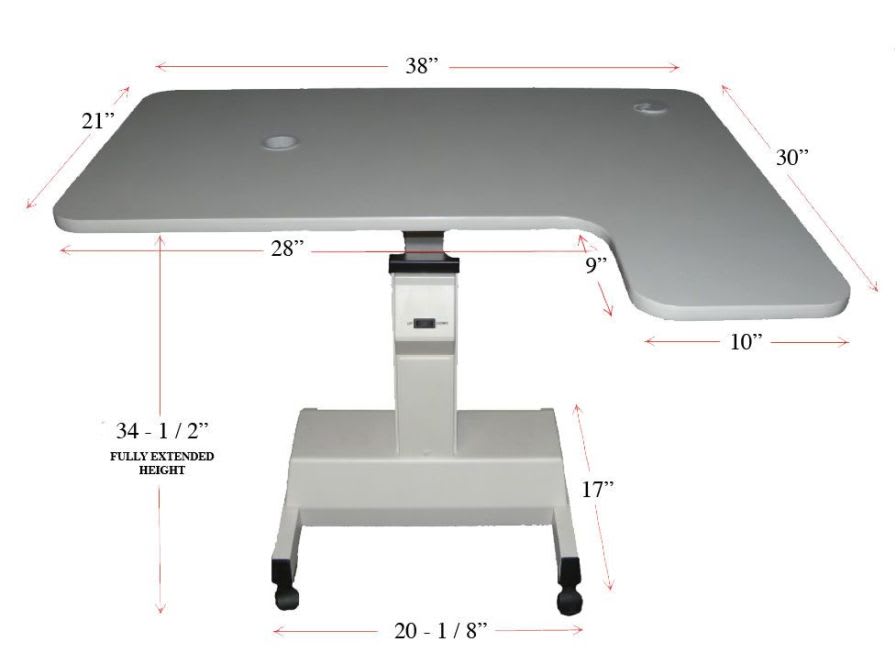 Electric ophthalmic instrument table / height-adjustable / on casters L-Shape Kowa American Corporation