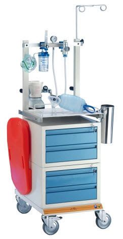 Emergency trolley / with CPR board / with IV pole / with drawer R-8000 HERSILL