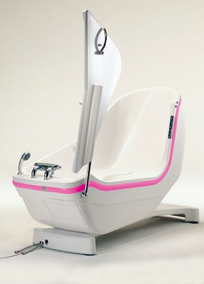 Electrical medical bathtub / with side access / height-adjustable SWING AirSpa HV Autofill Horcher Medical Systems