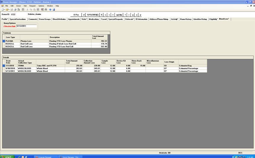 Management software / medical / for blood transfusion center ElDorado Donor HAEMONETICS