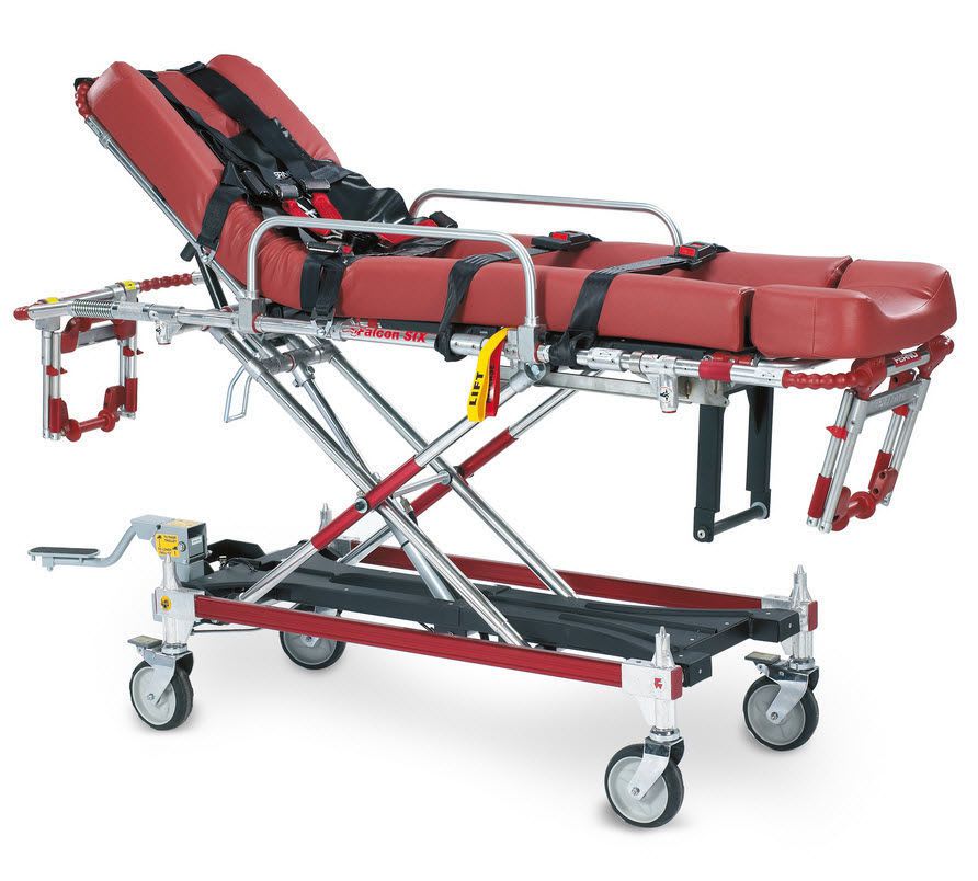 Emergency stretcher trolley / height-adjustable / pneumatic / 4-section 181 kg | Falcon Six Ferno (UK) Limited