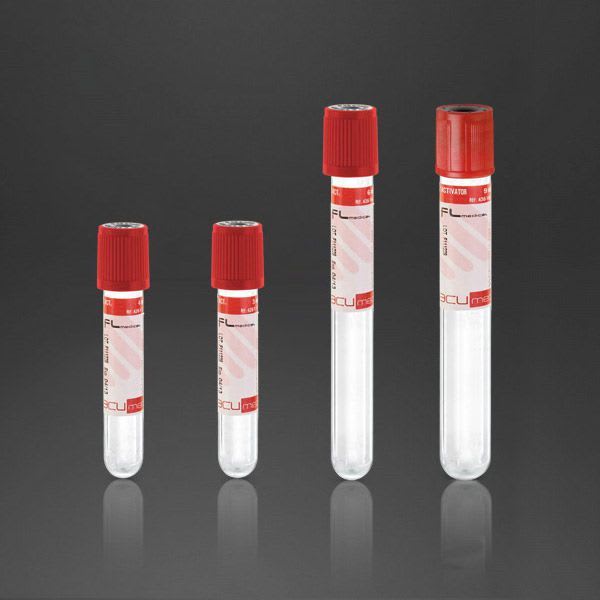 Serum analysis collection tube / coagulation activator 3 - 9 mL | Vacumed® 42611, Vacumed® 44619 F.L. Medical
