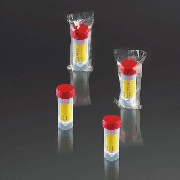 Feces sample container / with screw cap 30 mL | 25132E, 25136E F.L. Medical