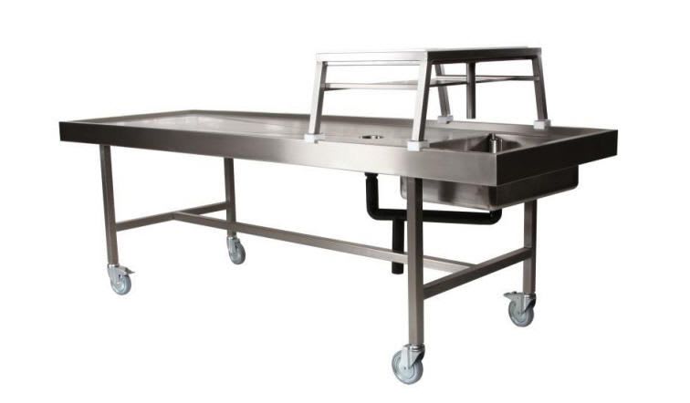 Autopsy table / with sink / on casters / stainless steel 80549 Funeralia