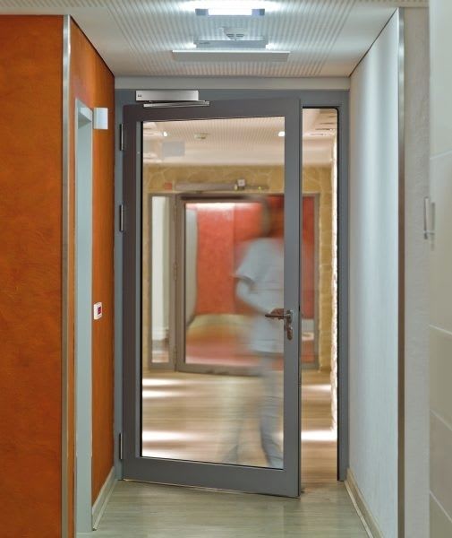Laboratory door / hospital / swinging / with glass panel TS 99 FL DORMA