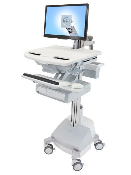 Medicine distribution computer cart / with drawer / height-adjustable / battery-powered StyleView® SV44-1211 ergotron